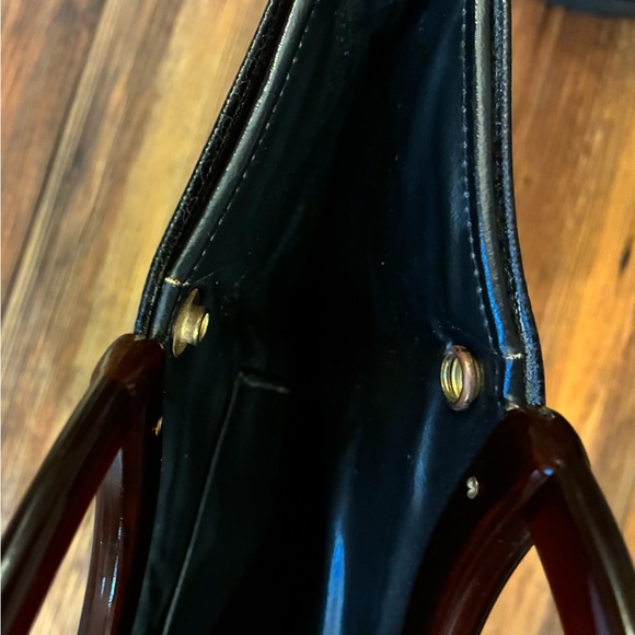 1960s Whiting & Davis Mesh Handbag Brown Lucite Handle w/ Strap USA Vintage - Picture 13 of 14